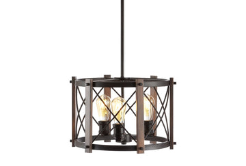 Ferme 16" Adjustable Iron Rustic Farmhouse LED Pendant - JONATHAN Y